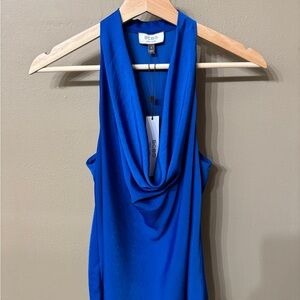 BCBG Women's Vibrant Blue Cowl Neck Tank Top
